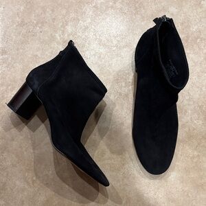 Zara Suede Heeled Modern Minimalist Black Booties